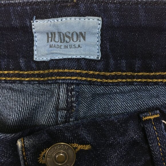 HUDSON Dark Wash COLLIN FLAP Fray Raw Hem 5 Pocket Logo Hardware Skinny Jeans - Picture 2 of 13